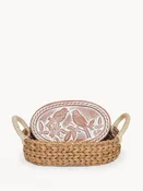Bread Warmer & Basket - Lovebirds Oval