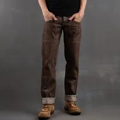 Die Hard Double Knee Straight Leg - 14oz Brown Bear Selvage Denim