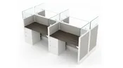 4 Person Open Low 4′ x 2′ Cubicle with Glass Panels
