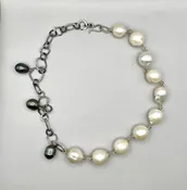 Jumbo Pearl and Black South Sea Pearl Necklace