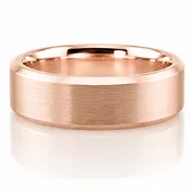 14k Rose Gold Beveled Edge Brushed Satin Finish Mens Band