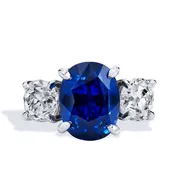 10.16ct Royal Deep Blue Sapphire and Antique Cushion Diamond Ring