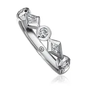0.13ct Kite and 0.17ct Round Diamond Ring 14K White Gold, size 6.25