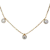 14K Yellow Gold Bezel-Set Diamond Drop Ball Chain Station Necklace
