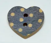 18mm 2 hole white spotted wood heart Blue