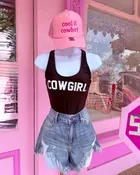 Black "COWGIRL" One Piece Swimsuit