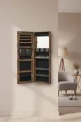 Armoire à bijoux verrouillable en bois blanc avec miroir – 14,8L x 3,8P x 42,5H
