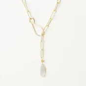 Adjustable Labradorite Drop Necklace 18''