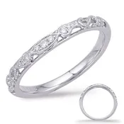14K White Gold Vintage-Inspired Milgrain Diamond Anniversary Wedding Band