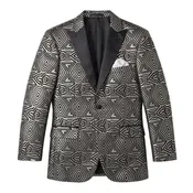 (2XL) Silver Modern Fit Jacquard Jacket Metallic Design