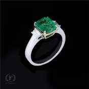 14K TWO TONE GOLD EMERALD DIAMOND RING