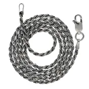 2mm Sterling Silver Antiqued Diamond-Cut Rope Chain Necklace