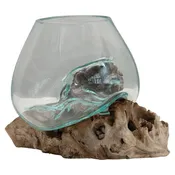 Glass Planter/Vase on Natural Wood Base