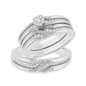 0.35 ct Diamond Trio Wedding Set in 14K White Gold