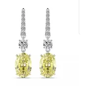 12CT TW Oval Diamond Veneer Cubic Zirconia Drop Earrings. 800E202