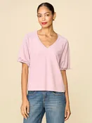 Anthem Duet V-Neck Bungee Sleeve Top- Thistle