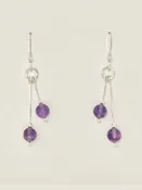 Amethyst Earrings, Bi-dangle