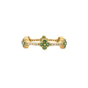 14k 0.30cttw Yellow Gold Diamond Emerald Clover Eternity Ban...