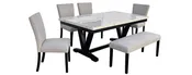 72" Din Table With White Top Shelly Grey Uph/Blk