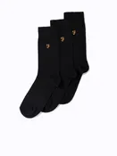 3 Pack Embroidered Socks In Black