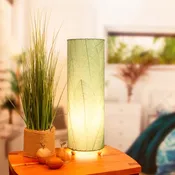 24 Inch Cocoa Leaf Cylinder Table Lamp Green