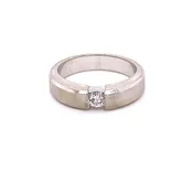 0.16ct Natural Diamond Solitaire Channel Set Minimalist Engagement Band Ring 14k White Gold