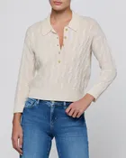 AIRY ¾ SLV CABLE KNIT SWEATER