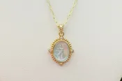 14kt .08pts Dia Aqua Venetian Glass Necklace NZ7121