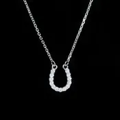 14K White Gold 0.12 CTW Diamond Horseshoe Necklace