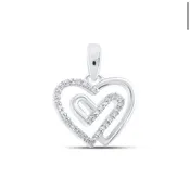 10K White Gold Diamond Heart Pendant 1/12 CTW