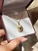 14K Yellow Gold Emerald Halo Pendant with Fluted Dome Setting