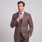 Kensington Men's Brown Modern Fit Sharkskin Suit - Notch Lapel