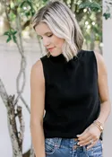 Black Mock Neck Tank Top