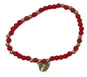 Alex Carol Jewelry 4MM Gold Ball With Glass Red Stone B2405RD