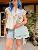 Delilah studded crossbody bag Grey Blue