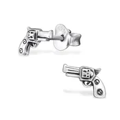 925 Sterling Silver Vintage Pistol Ear Studs