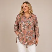 Autumn Paisley Ribbed Shacket | Floral Button Down Shirt Jacket