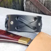 1 1/4" Wide X Weave Snap Cuff - Black