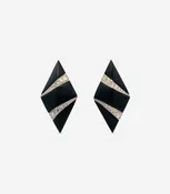 Black Jade Pyramid Yin Yang Earrings