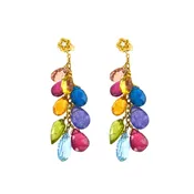 14k Yellow Gold with Multi gemstones and Diamond earrings — cella designs