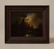 17TH CENTURY DUTCH MOONLIT CASTLE LANDSCAPE
