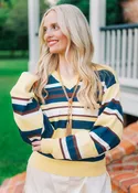 Allison Yellow Striped V-Neck Sweater
