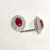 Robert Lance Jewelers & MERITZ-Double Diamond Halo Ruby Earrings