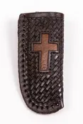 BASKETWEAVE WITH INLAY RAWHIDE CROSS SHEATH