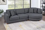 2-Pc Sectional W/ 4 Accent Pillows - Pewter Boucle