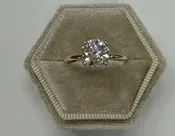 14k 2tone Genuine Lab Grown 1.82 cttw Round Brilliant Cut Diamond Solitaire