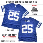 Custom Vintage Football Jersey Tee: Personalized Family Fan Shirt, Athletic Uniform, Retro Team Jerseys
