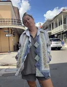 Blue and White Quilt Jacket - M — C'Mere Nola