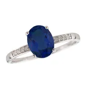 Blue Sapphire and Diamond September Birthstone Ring