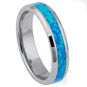 Tungsten Opal Inlay Ring